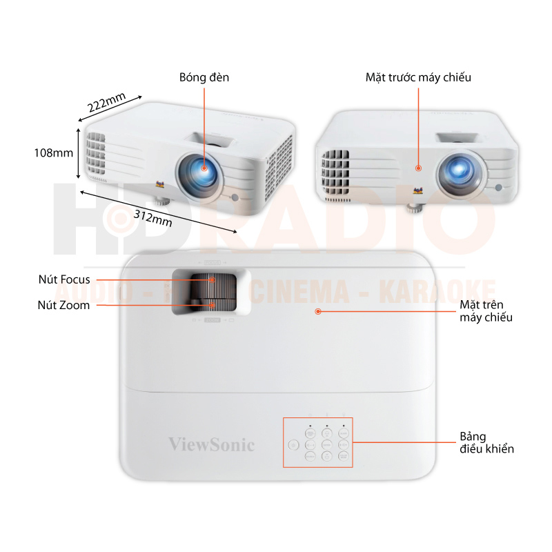 Máy chiếu Viewsonic PX701HD chú thích