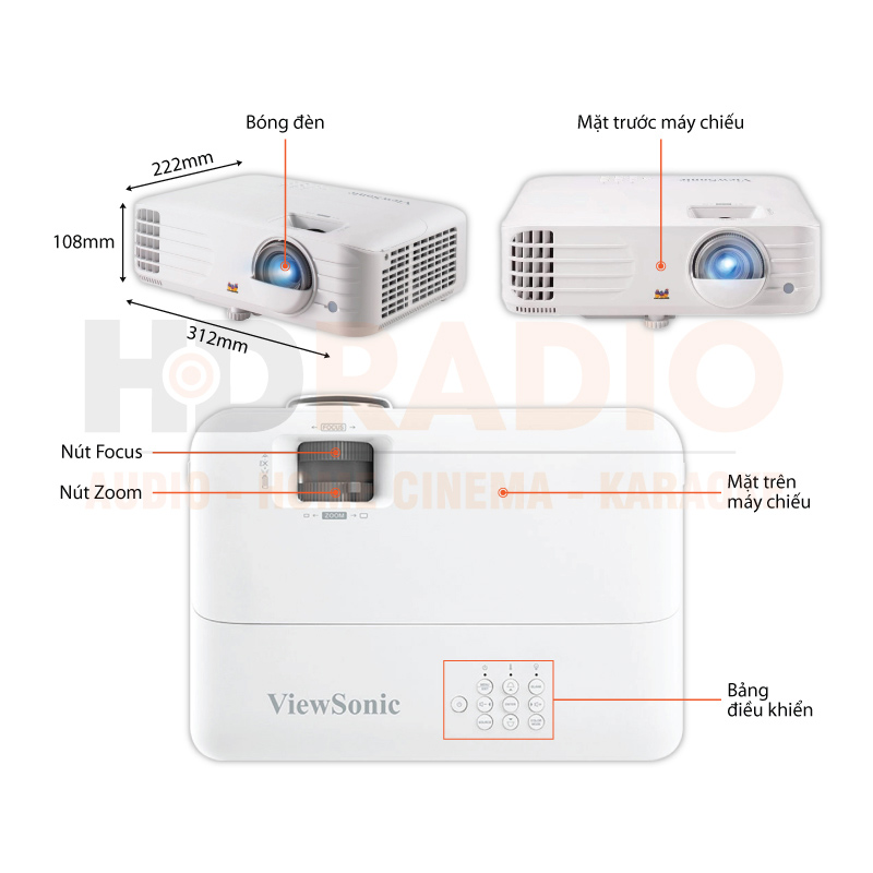 Máy chiếu Viewsonic PX703HD chú thích