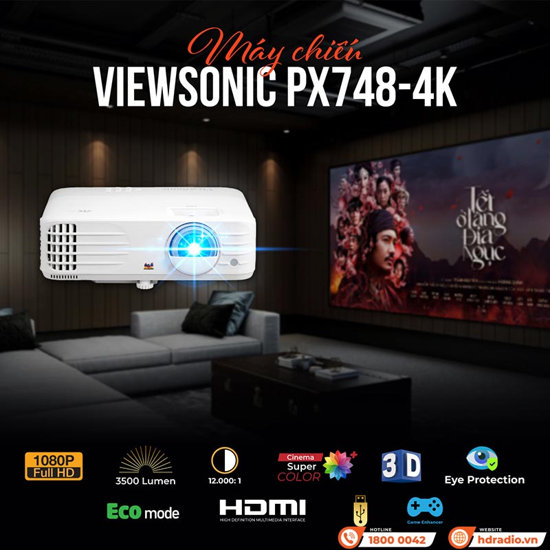 Máy chiếu 4K siêu nét ViewSonic PX748-4K