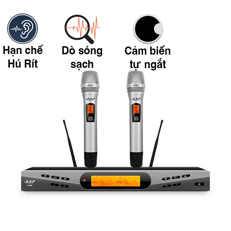 Micro không dây AAP S500, Cảm biến tự ngắt, Dò sóng sạch