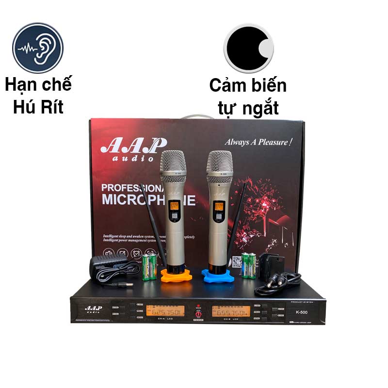 Micro không dây AAP K500, Cảm biến tự ngắt, Chống hú