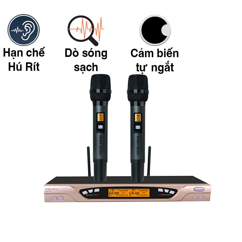 Micro Không Dây Baiervires BS970, Cảm biến tự ngắt, Dò sóng sạch