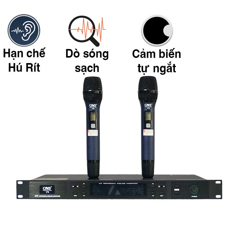 Micro Không Dây CAVS V5, Cảm biến tự ngắt, Chống hú