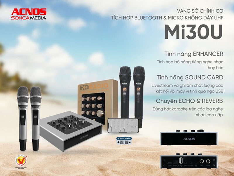 Micro Acnos Mi30U kèm Vang, Sound Card, Bluetooth 5.0