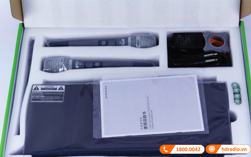 Micro không dây Kiwi A8 trong hộp bao gồm