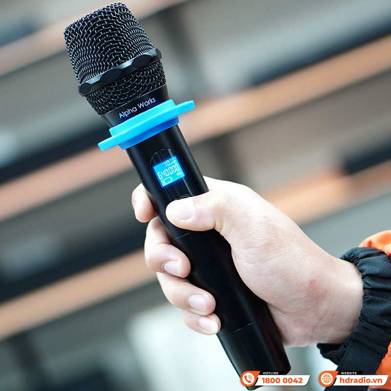 Micro Không Dây Alpha Works D2, Kết nối qua cổng 6 ly hoặc AUX 3,5mm, 2 tay mic, Chuyên cho loa bluetooth-8