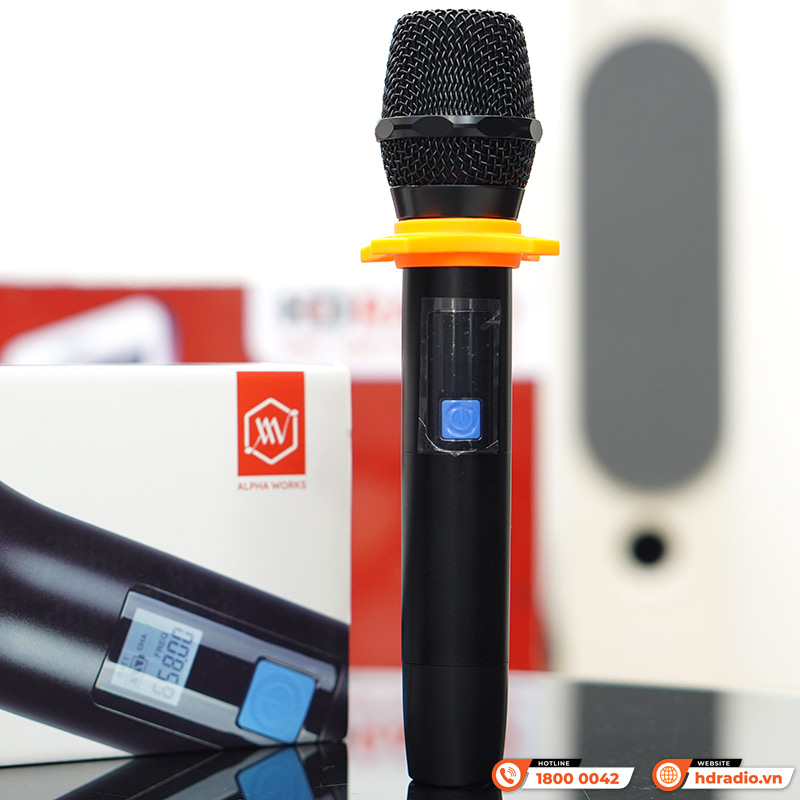 Micro Không Dây Alpha Works A1, Kết nối qua cổng AUX 3,5mm, 1 tay mic, Chuyên cho loa bluetooth-2