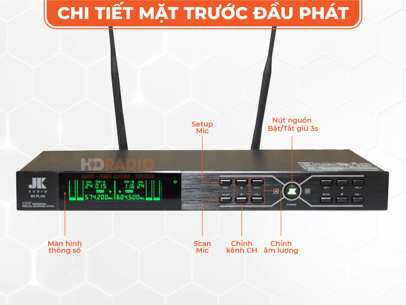 Micro JKaudio B3 Plus chi tiết mặt trước
