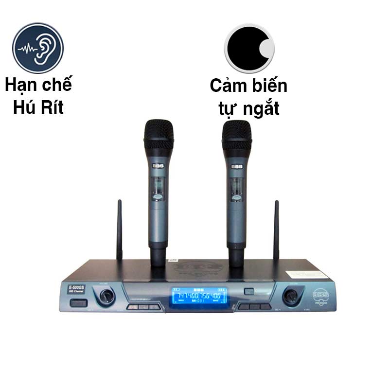 Micro không dây BBS E-500GS, Cảm biến tự ngắt, Chống hú