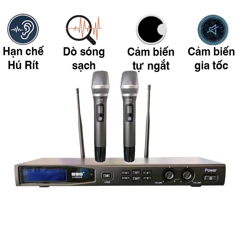 Micro không dây BBS U 5800GS, Cảm biết gia tốc, Cảm biến tự ngắt, Dò sóng sạch