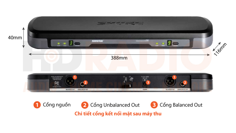 Chú thích  Bộ micro không dây Shure PG1288E/PG185