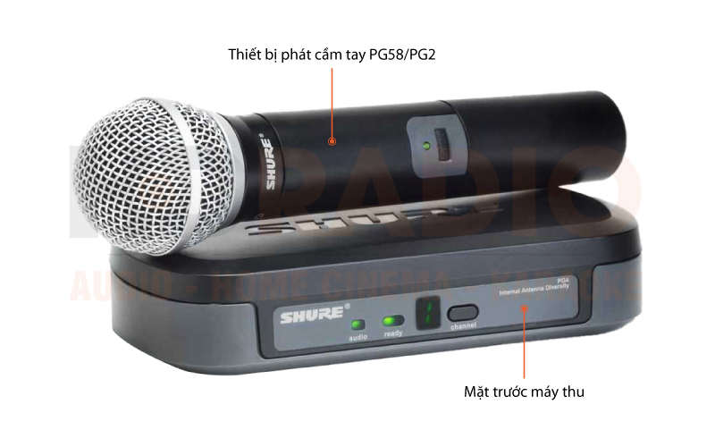 Chú thích Bộ thu và phát kèm micro không dây cầm tay Shure PG24/PG58