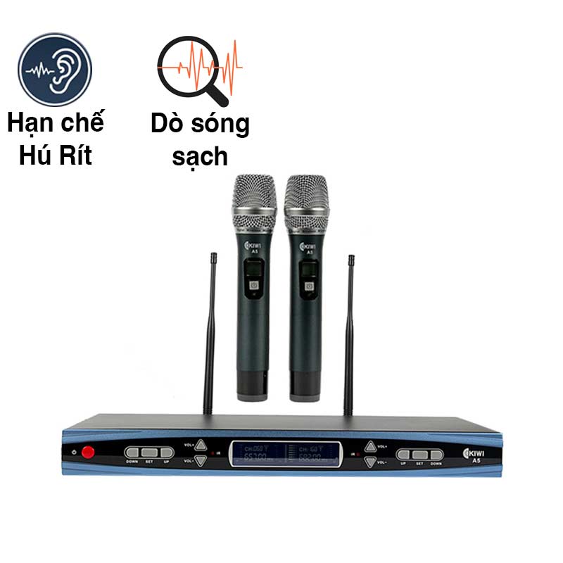 Micro không dây Kiwi A5, Dò sóng sạch, Chống hú