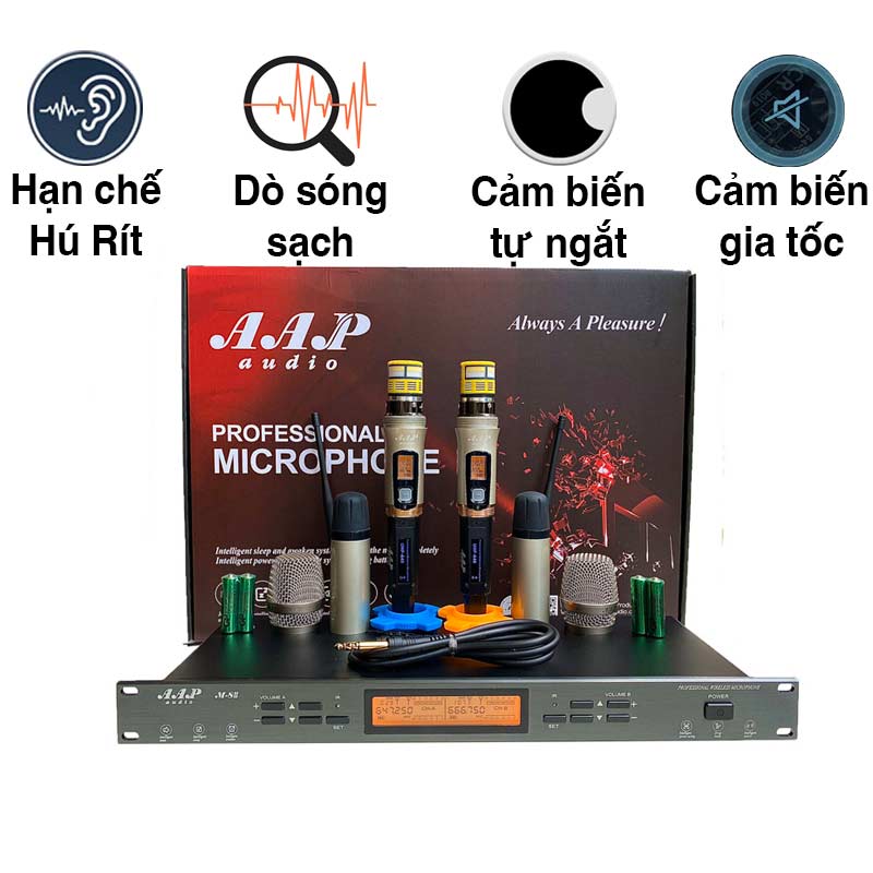 Micro không dây AAP M8II, Cảm biết gia tốc, Cảm biến tự ngắt, Dò sóng sạch