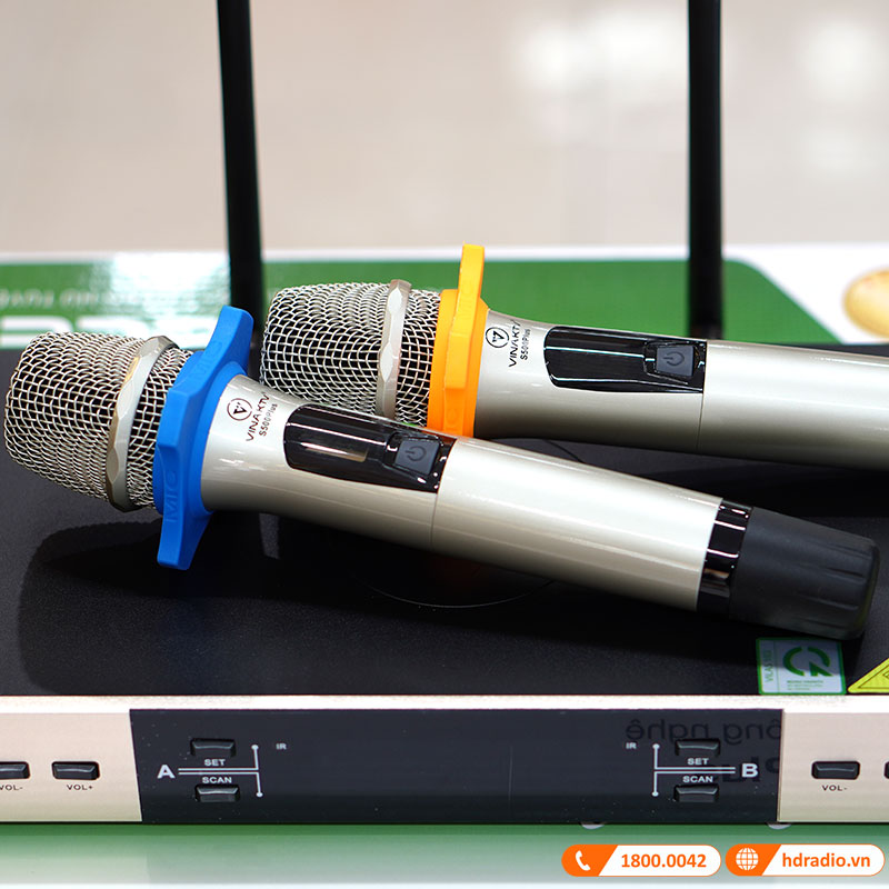 Micro không dây VinaKTV S500 Plus, Cảm Biến Tự Ngắt, Có Khả Năng Dò Sóng Sạch-11