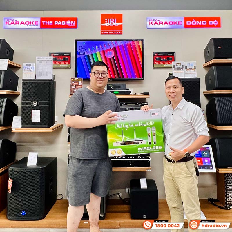 Micro không dây VinaKTV S600X Max, Cảm biến tự ngắt, Chống hú, Echo-17