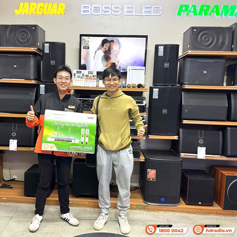 Micro không dây VinaKTV S600X Max, Cảm biến tự ngắt, Chống hú, Echo-25