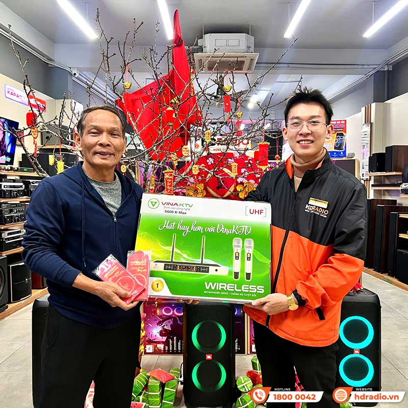 Micro không dây VinaKTV S600X Max, Cảm biến tự ngắt, Chống hú, Echo-23