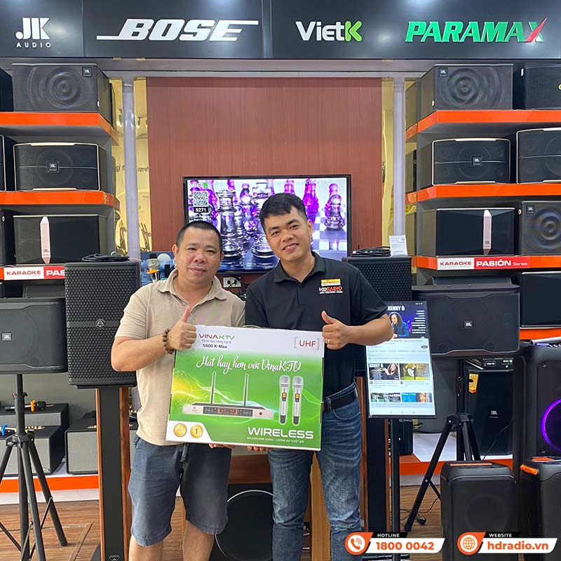 Micro không dây VinaKTV S600X Max, Cảm biến tự ngắt, Chống hú, Echo-19