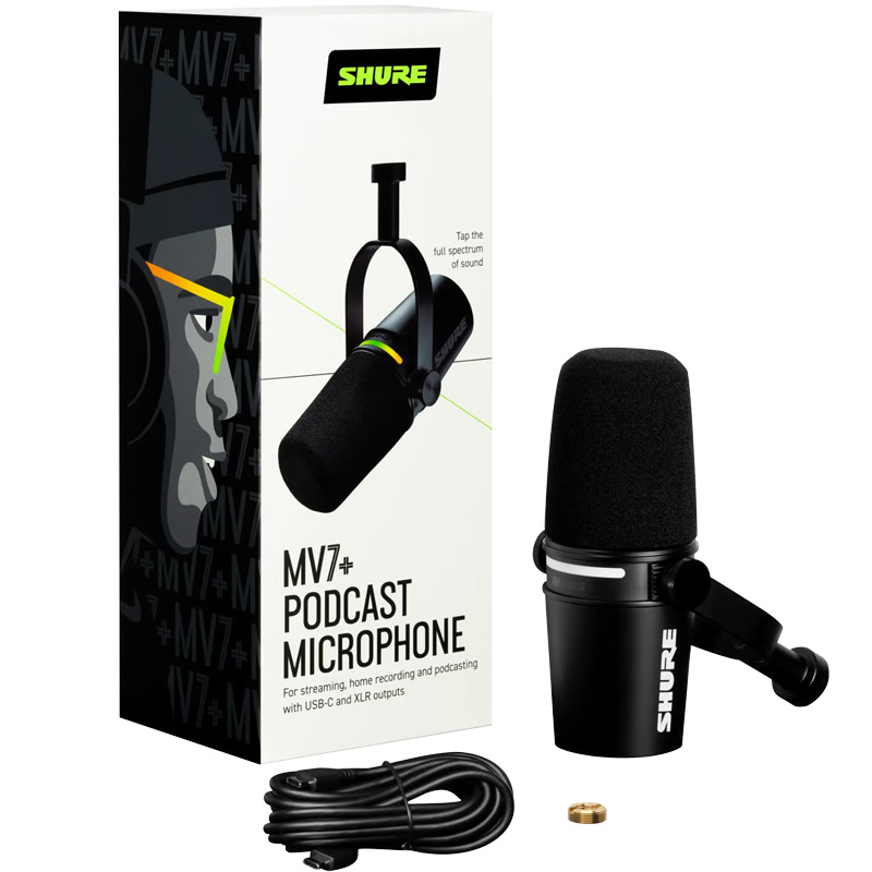 Micro Shure MV7+ (Plus) Led đẹp, DSP, USB-C, XLR, AUX-5