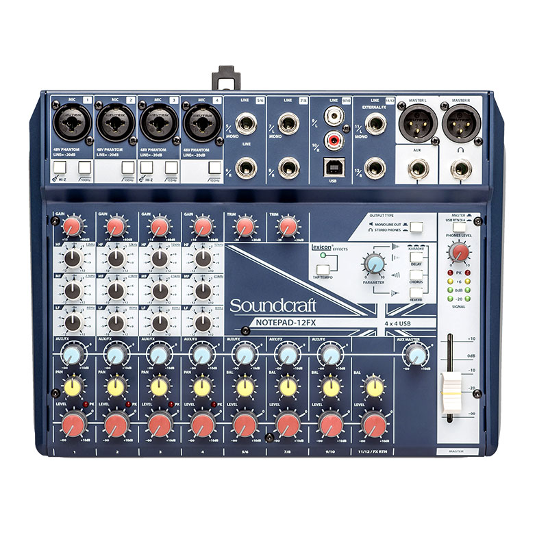 Bàn Mixer Soundcraft Notepad 12FX, 10 Input, Analog Bàn Mixer Soundcraft Notepad 12FX, 10 Input, Analog