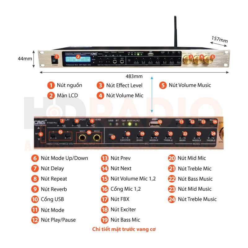 Chú thích Vang cơ CAVS F7000 Pro Chú thích Vang cơ CAVS F7000 Pro