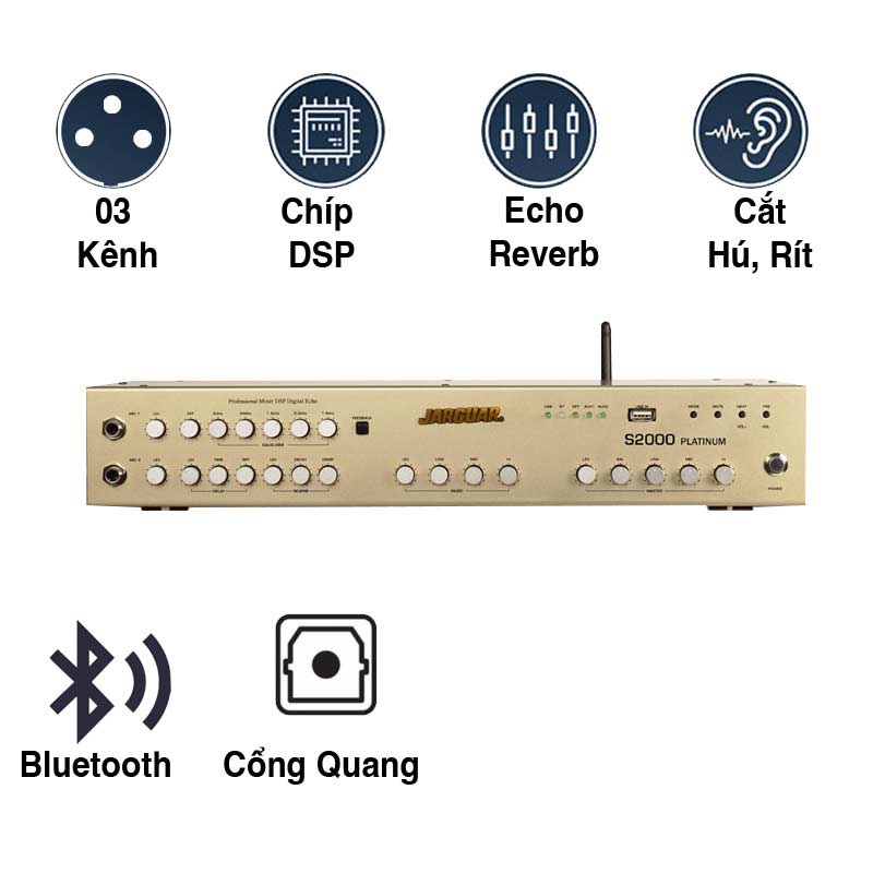 Vang cơ Jarguar S2000 Platinum, 3CH, Optical, Chống hú rít AF, Bluetooth