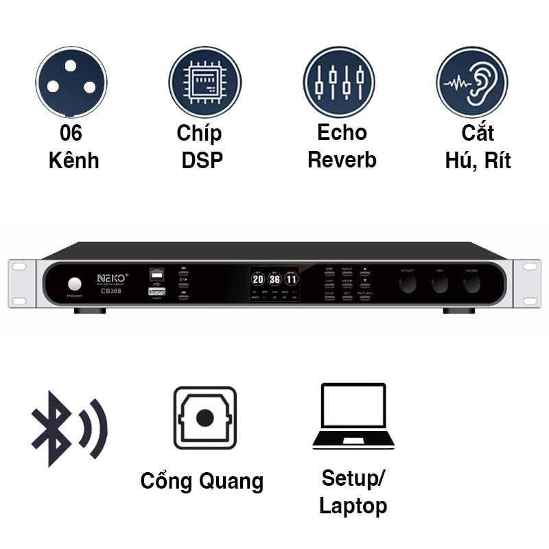 Vang số Neko CB368, DSP, Optical, Bluetooth, Echo + Reverb