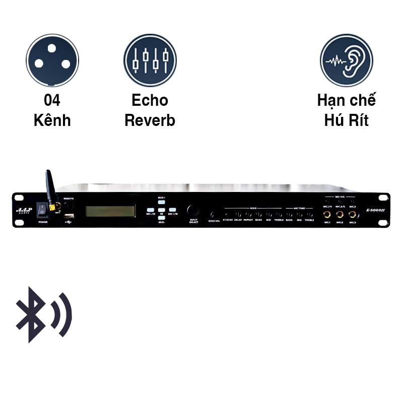 Vang Cơ AAP K8000ii Bluetooth, Chống Hú Rít 98%, 4CH