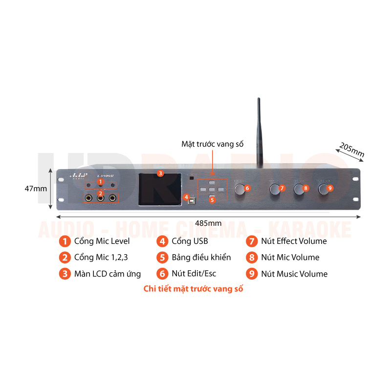 Chú thích Mixer karaoke AAP K9800II