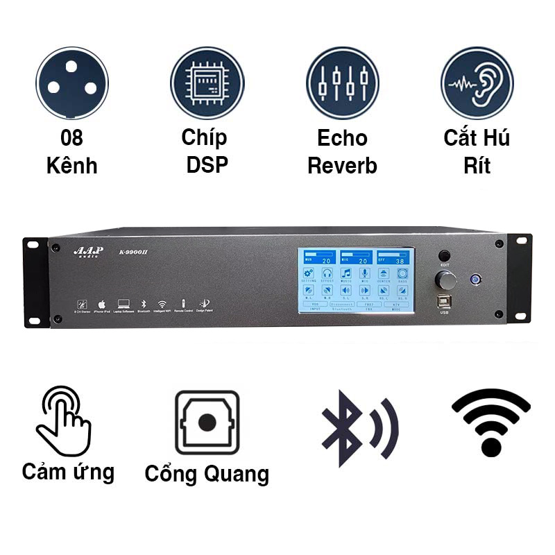 Vang số AAP K9900II, Chống Hú Rít, 8CH, Optical, Cảm ứng