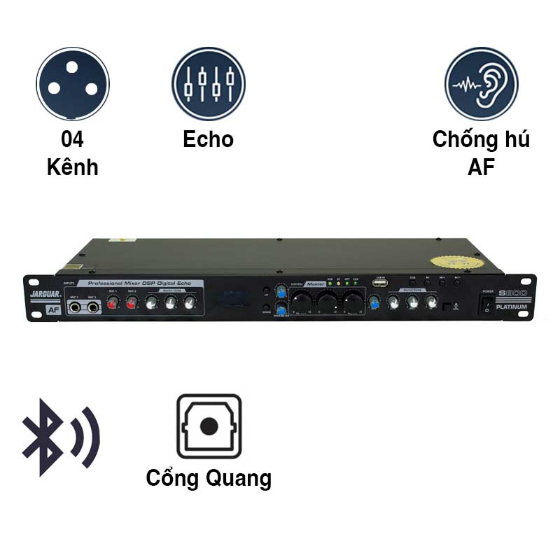 Vang cơ Jarguar S800 Platinum, 4CH, Optical, Chống hú rít AF, Bluetooth