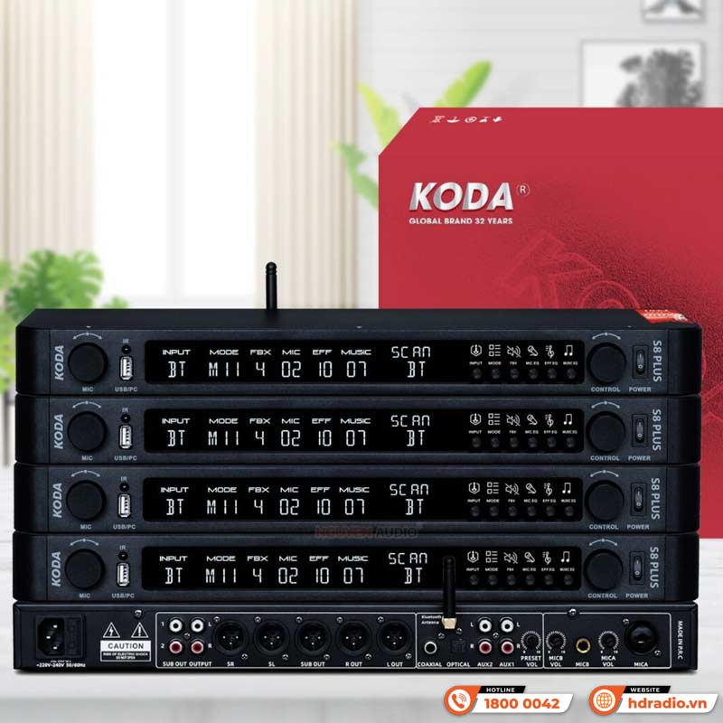 Vang số Koda S8 Plus, chống hú rít, Optical, Bluetooth, Chip DSP, 16 mode-1