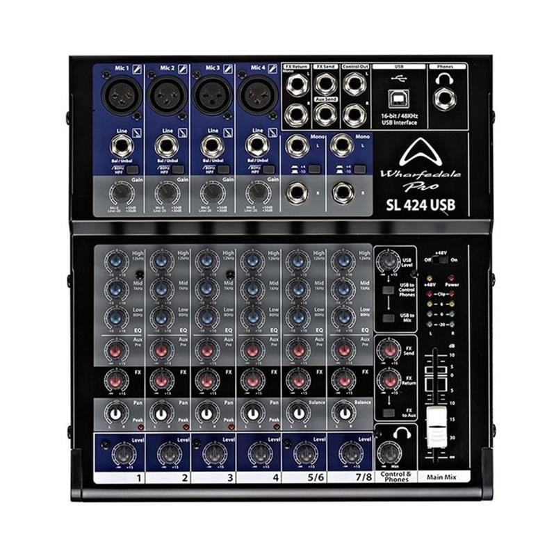 Bàn Mixer Wharfedale SL424USB, 8 Kênh Analog