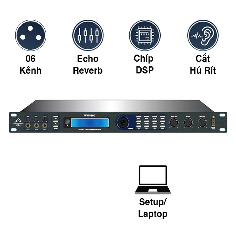 Mixer Karaoke Wharfedale WKP300, Chống Hú Rít, 6CH