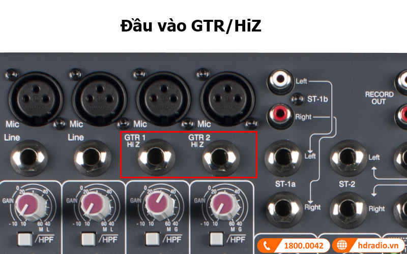 dau vao GTR/HiZ ban mixer allen heath zed 10 fx