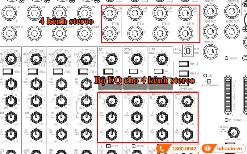 kenh stereo ban mixer Allen Heath ZED 1402