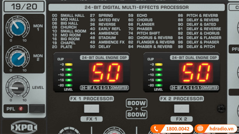 Bộ vi xử lý Multi-FX 24 bit kép với 100 cài đặt trước
