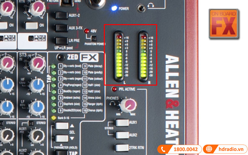 den led FX ban mixer allen heath zed 16fx