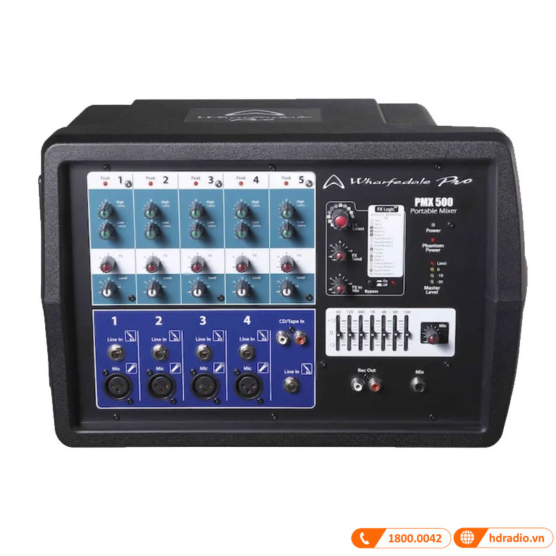 Mixer Wharfedale PMX 500, 5 kênh, EQ, USB-1