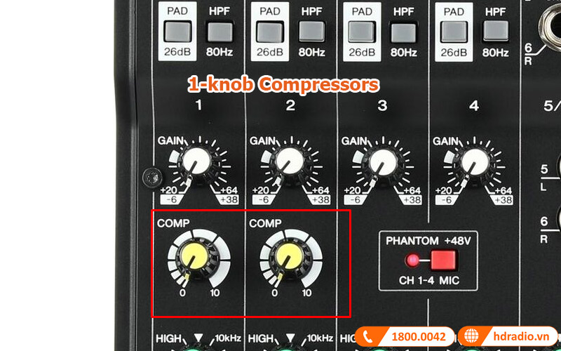 Bộ nén một núm Bàn Mixer Yamaha MG10X CV