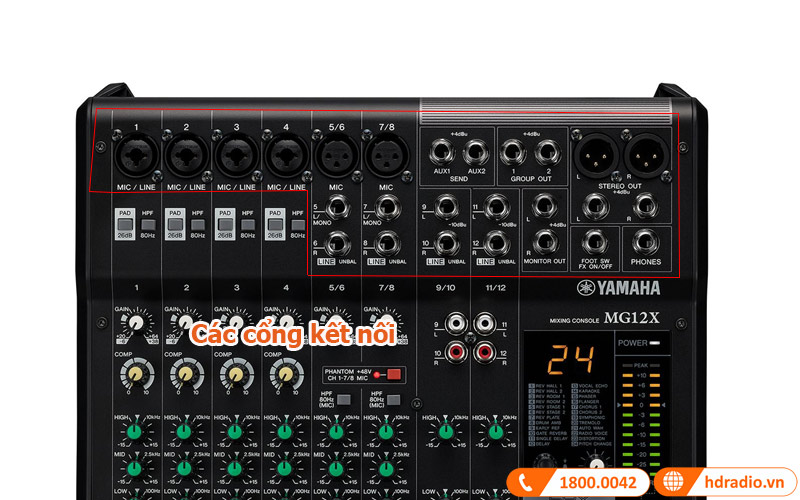 Kết nối Bàn Mixer Yamaha MG12X CV 