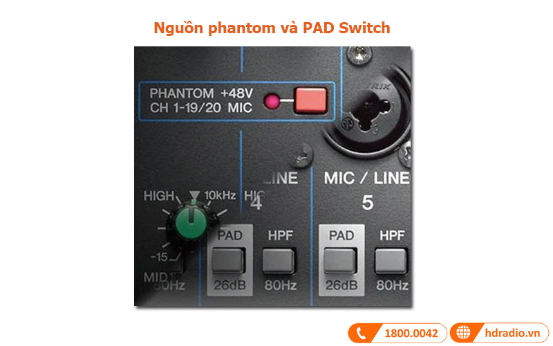 Nguồn phantom và Pad Switch