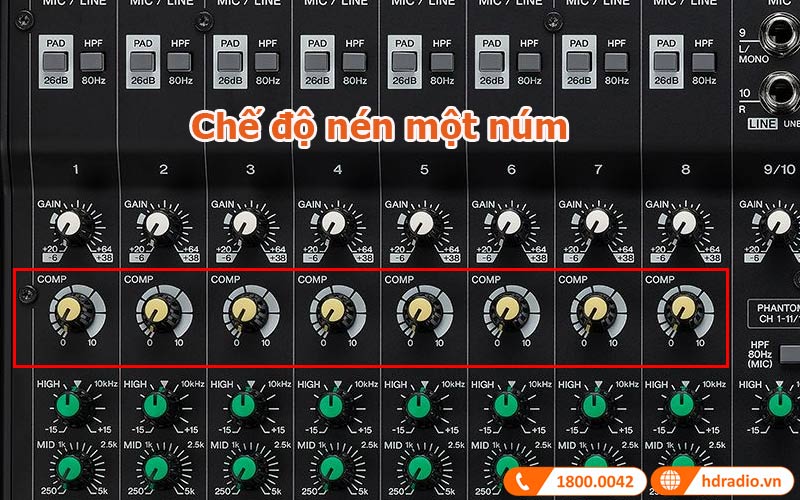 Bộ nén một núm Bàn Mixer Yamaha MG16X CV