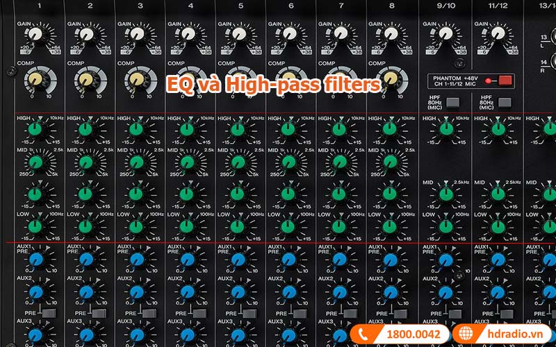 Bộ EQ và High-pass filters Bàn Mixer Yamaha MG16X CV