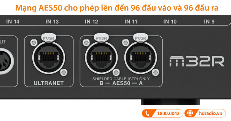 Mạng AES50 cho phép lên đến 96 đầu vào và 96 đầu ra