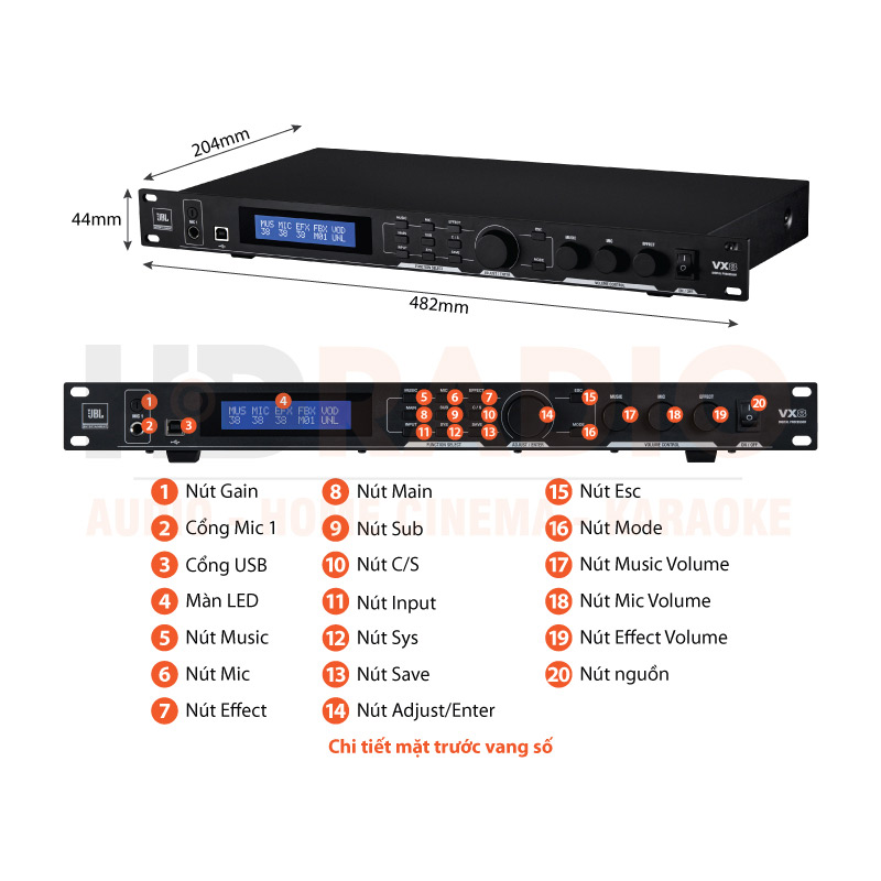 Chú thích Vang số JBL VX8