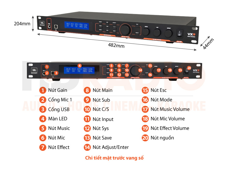 Chú thích Vang số JBL VX9