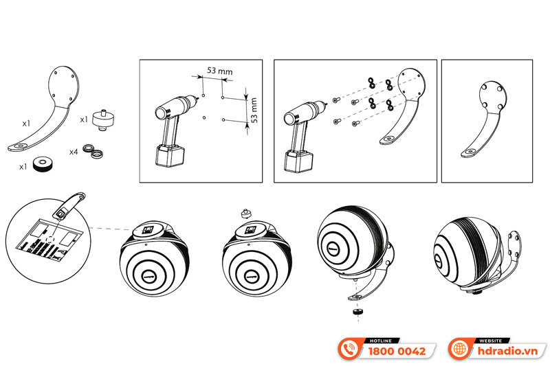 Giá treo tường Cabasse The Pearl Akoya Bracket On Wall