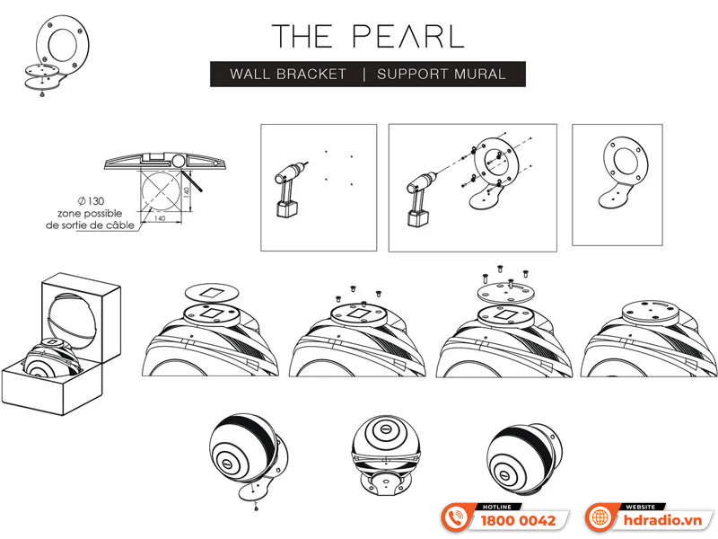 Giá treo tường Cabasse The Pearl On Wall Bracket